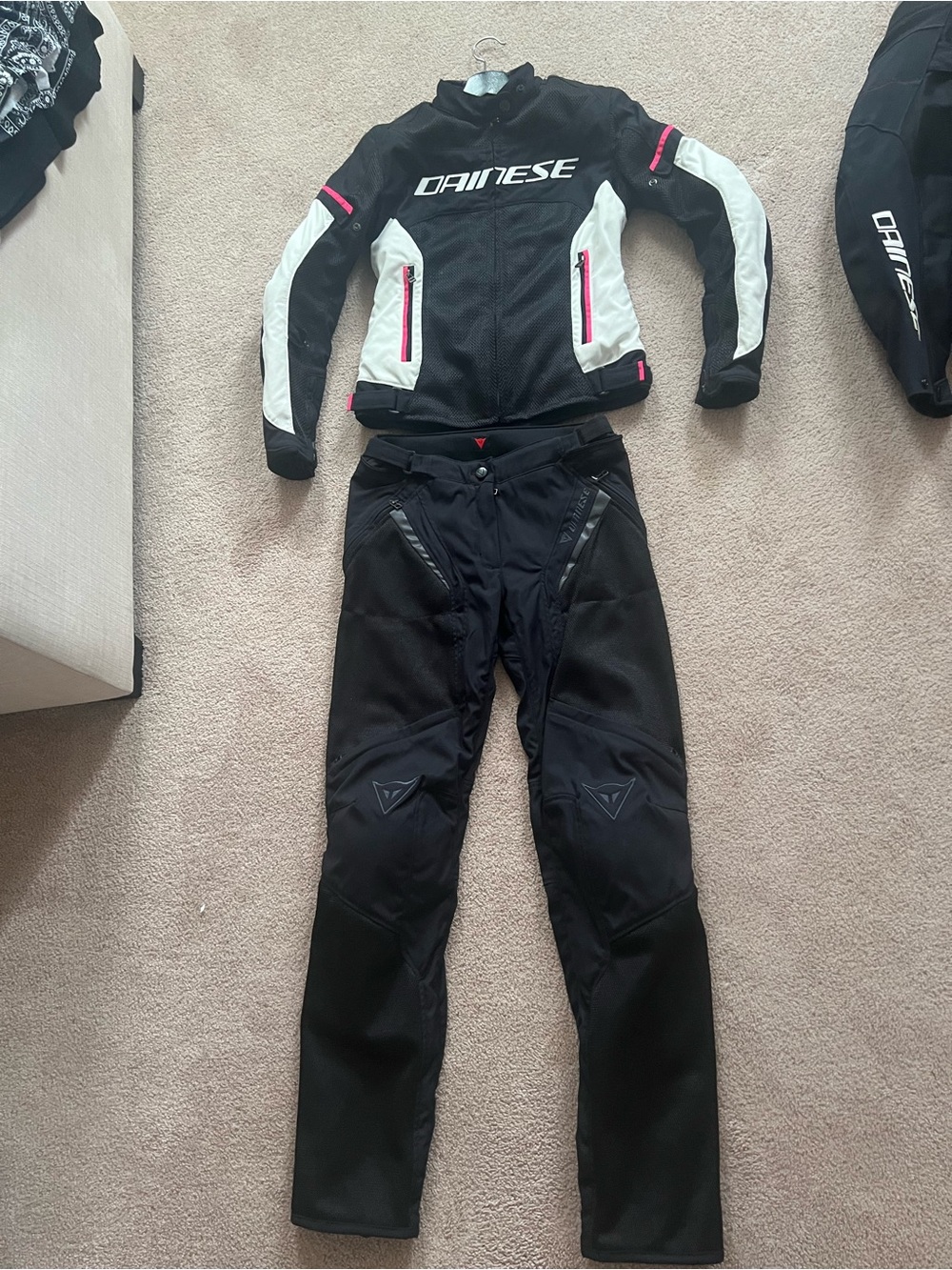 Women's Dainese Black & White Mesh Motorcycle Jacket with Pink Accents